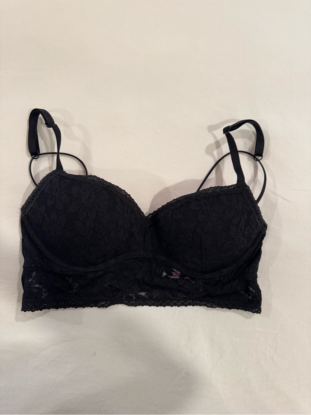 PINK Victoria's Secret Black Lace Longline Bralette
